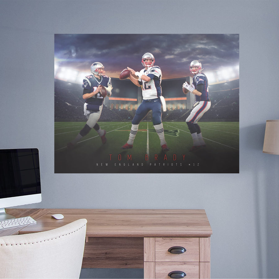 Tom Brady - Montage Mural - Peel & Stick Poster - Official NFL - New England Patriots - Reusable Vinyl Wall Decal