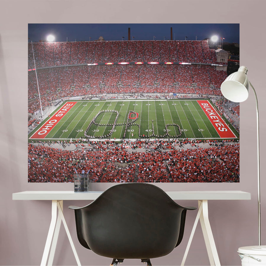 Ohio State Buckeyes - Ohio Script Stadium Mural - Peel & Stick Poster - Official NCAA - Reusable Vinyl Wall Decal