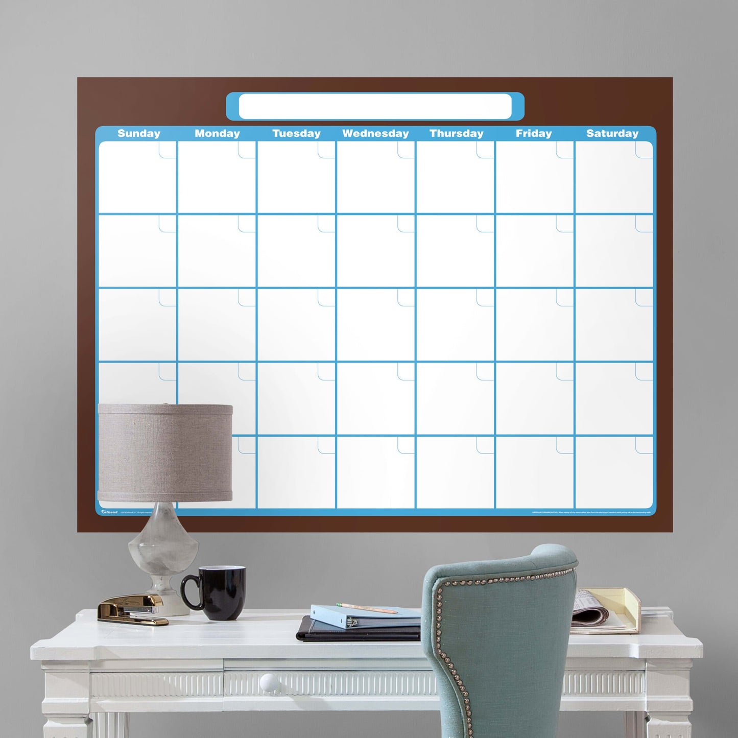 One Month Calendar     Dry Erase  -   Removable Wall   Adhesive Decal
