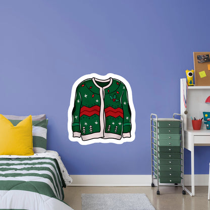 Green Sweater with Lights        - Officially Licensed Big Moods Removable     Adhesive Decal