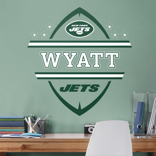 New York Jets:  Personalized Name        - Officially Licensed NFL Removable Wall   Adhesive Decal
