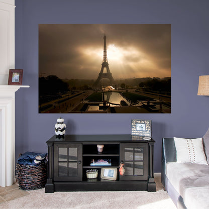 Eiffel Tower At Dusk Mural        -   Removable Wall   Adhesive Decal