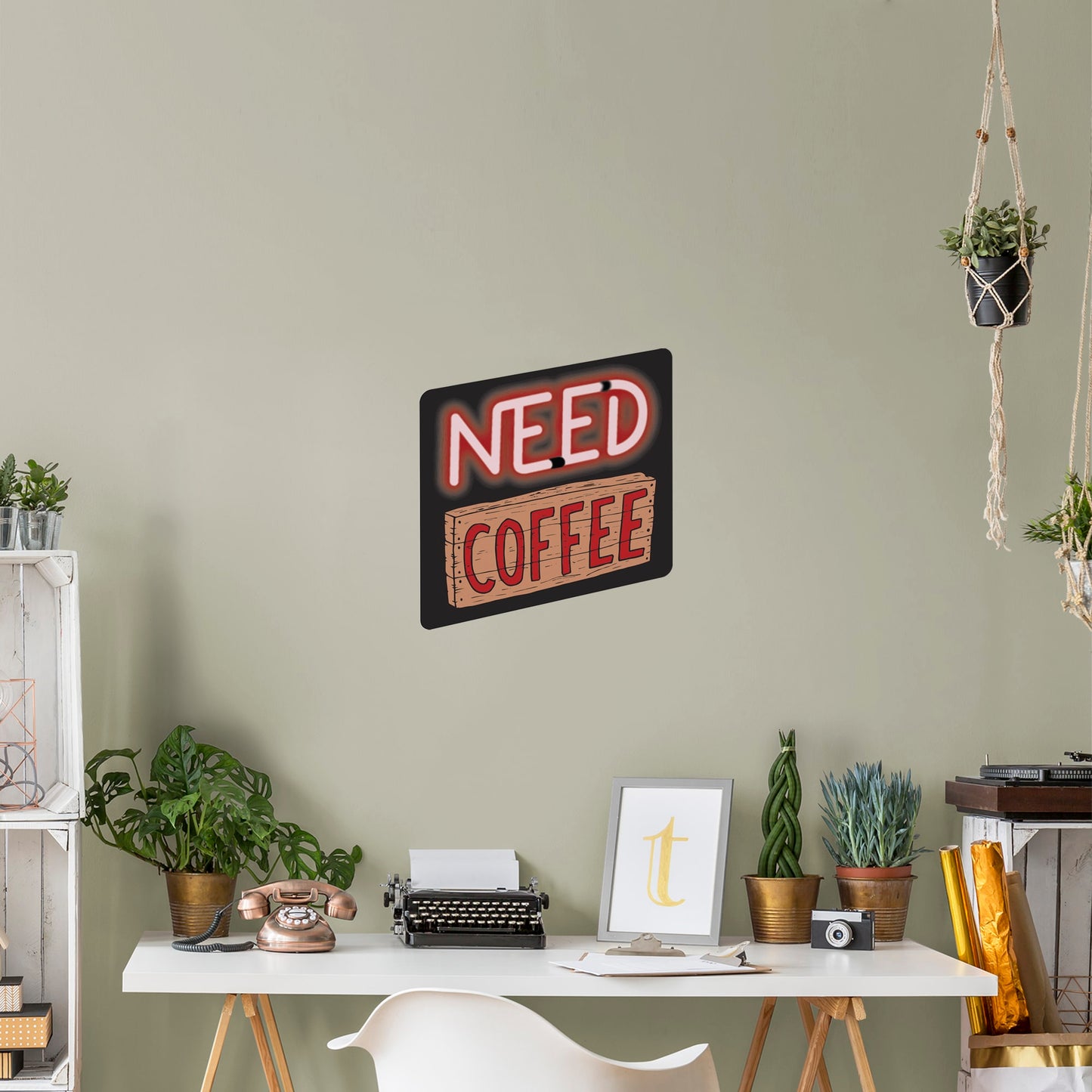Need Coffee Neon Sign        - Officially Licensed Big Moods Removable     Adhesive Decal