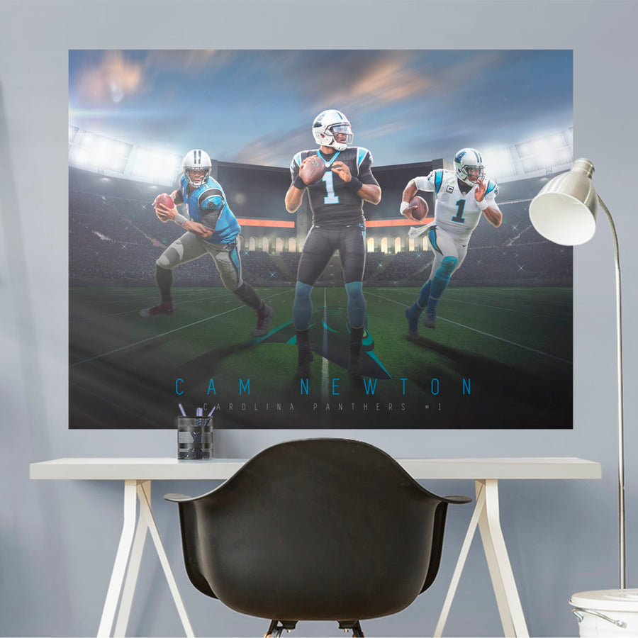 Cam Newton - Montage Mural - Peel & Stick Poster - Official NFL - Carolina Panthers - Reusable Vinyl Wall Decal