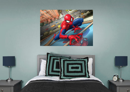 Spider-Man:  Evergreen Climbing Building Mural        - Officially Licensed Marvel Removable Wall   Adhesive Decal