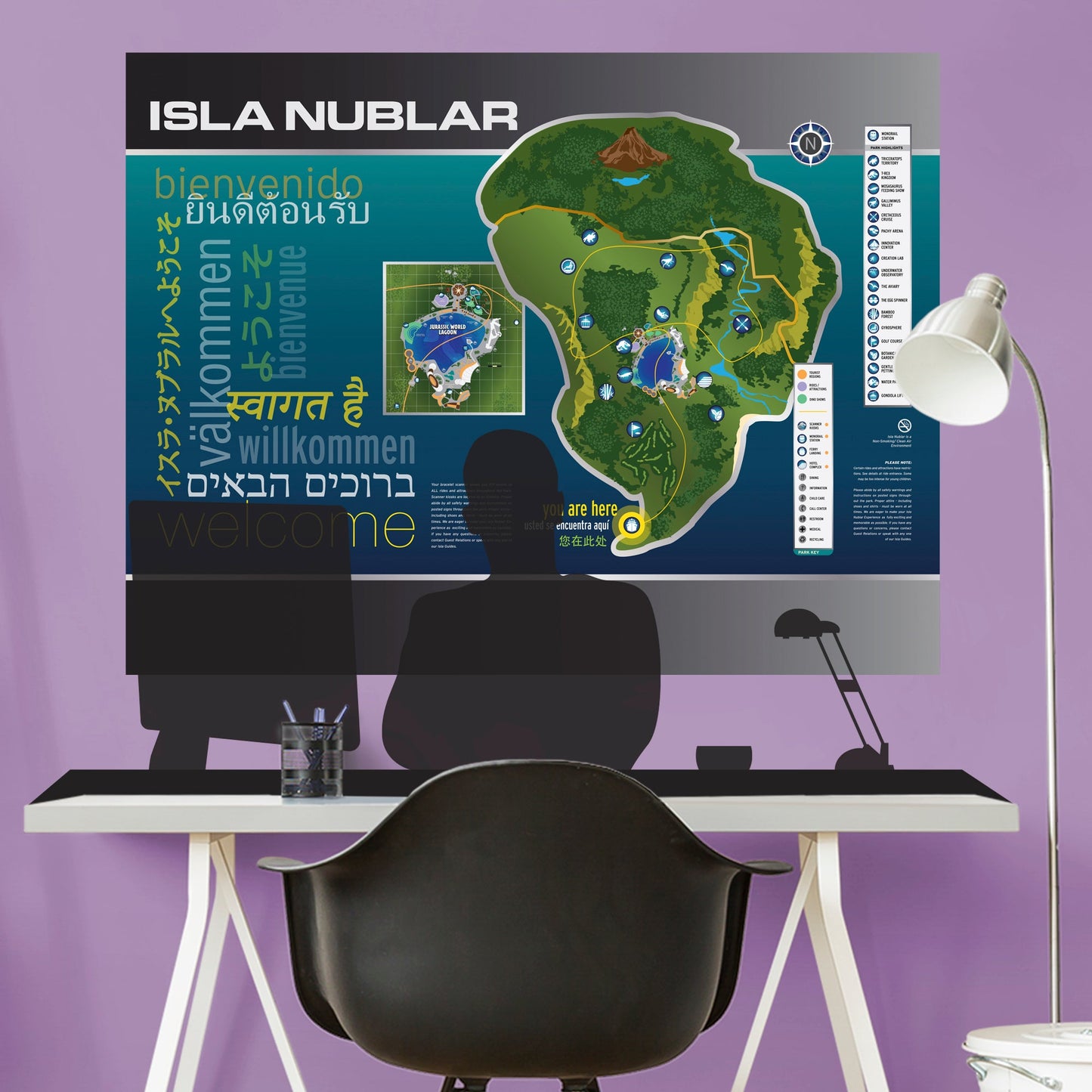 Jurassic World:  Isla Nubular Video Conference Mural        - Officially Licensed NBC Universal Removable Wall   Adhesive Decal