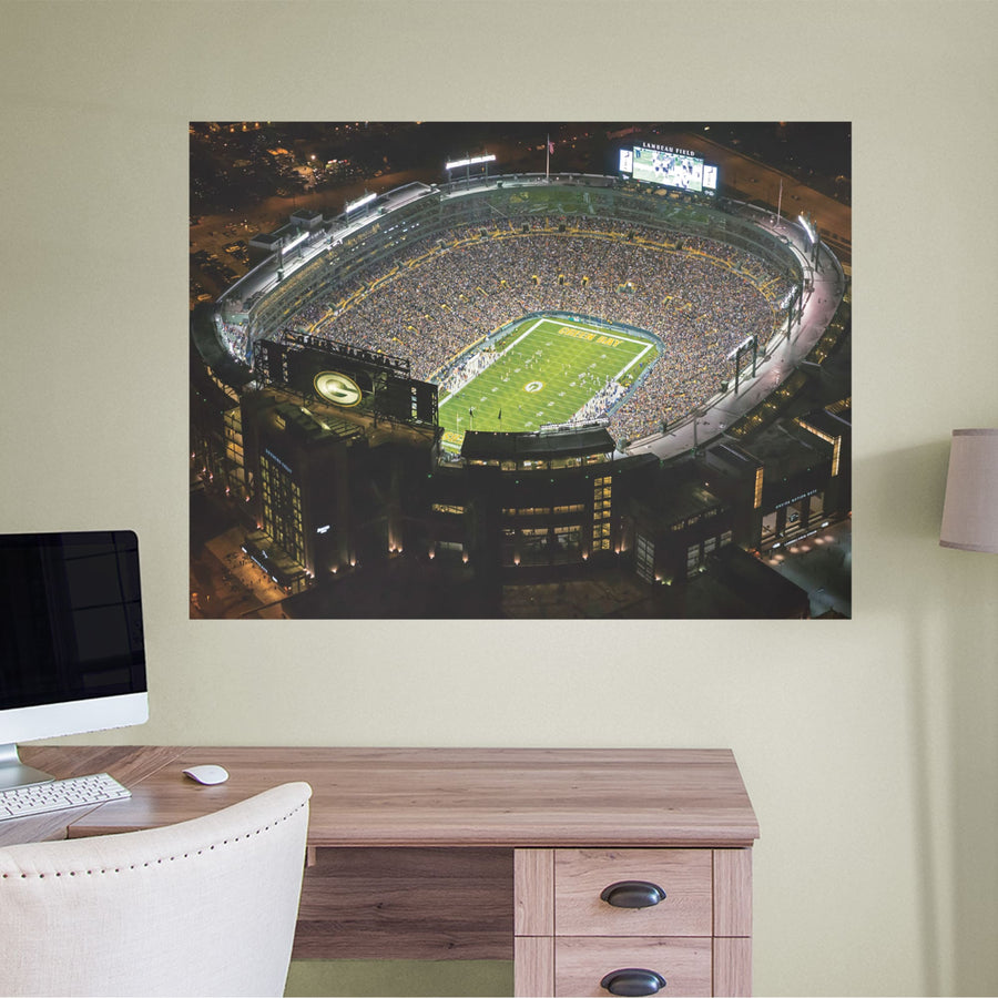 Lambeau Field Aerial Mural - Peel & Stick Poster - Official NFL - Green Bay Packers - Reusable Vinyl Wall Decal