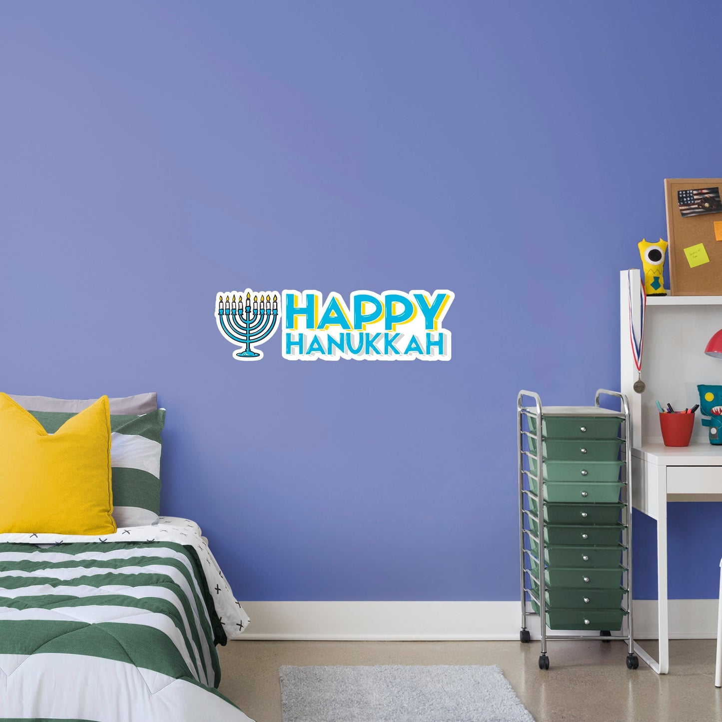 Happy Hanukkah with Menorah        - Officially Licensed Big Moods Removable     Adhesive Decal