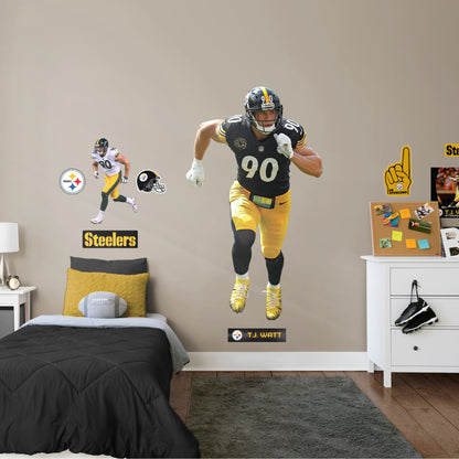 Pittsburgh Steelers: T.J. Watt Running        - Officially Licensed NFL Removable Wall   Adhesive Decal