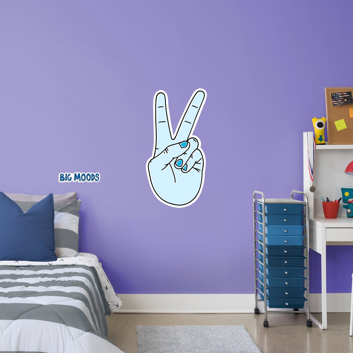 Peace Gesture (Blue)        - Officially Licensed Big Moods Removable     Adhesive Decal