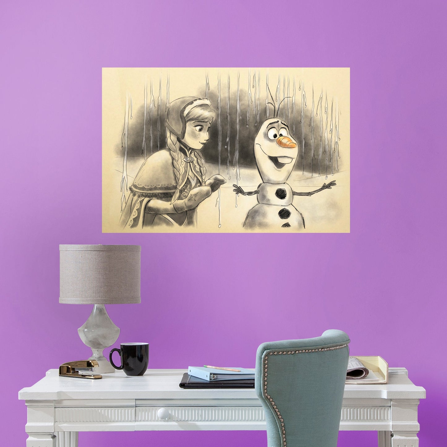 Once Upon A Snowman: Olaf and Anna Frozen Mural        - Officially Licensed Disney Removable Wall   Adhesive Decal
