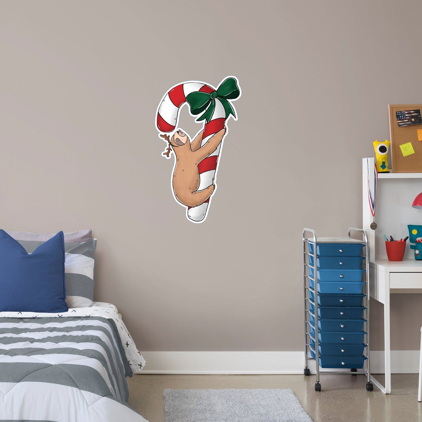 Sloth Candy Cane        - Officially Licensed Big Moods Removable     Adhesive Decal