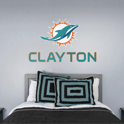 Miami Dolphins:  Stacked Personalized Name        - Officially Licensed NFL    Transfer Decal