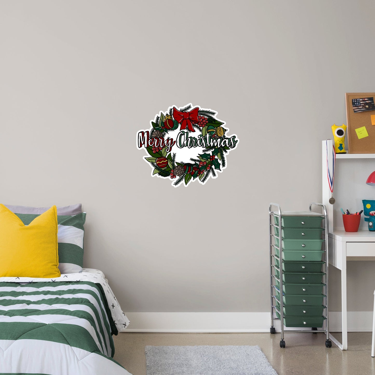 Merry Christmas Wreath        - Officially Licensed Big Moods Removable     Adhesive Decal