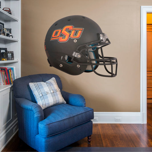 Oklahoma State U: Oklahoma State Cowboys Black Icon Helmet        - Officially Licensed NCAA Removable     Adhesive Decal