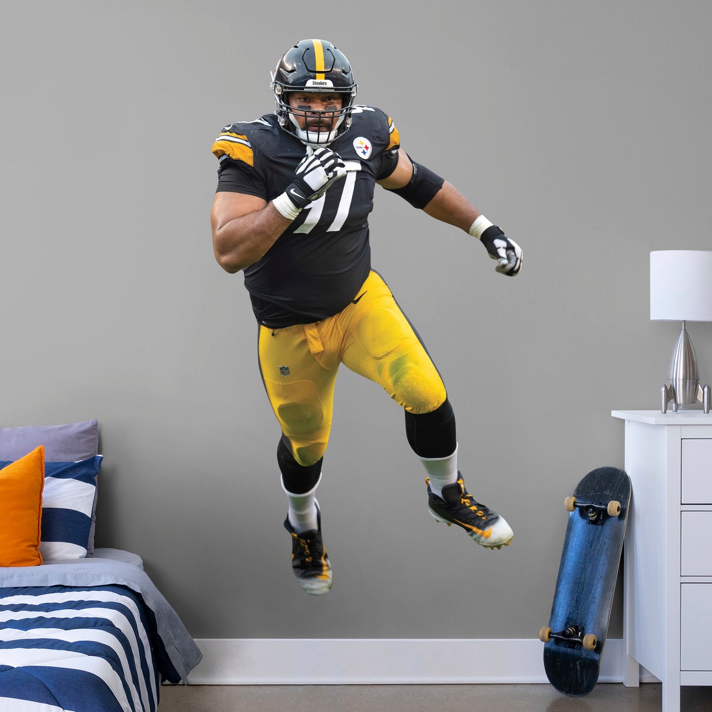 Pittsburgh Steelers: Cameron Heyward Running        - Officially Licensed NFL Removable Wall   Adhesive Decal