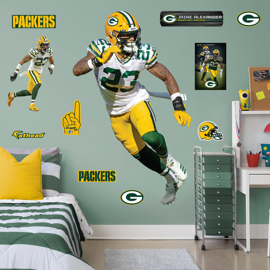 Green Bay Packers: Jaire Alexander         - Officially Licensed NFL Removable Wall   Adhesive Decal