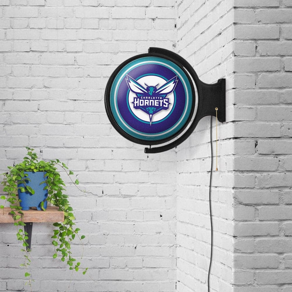 Charlotte Hornets: Original Round Rotating Lighted Wall Sign - The Fan-Brand