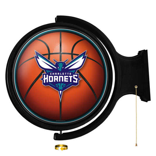 Charlotte Hornets: Basketball - Original Round Rotating Lighted Wall Sign - The Fan-Brand