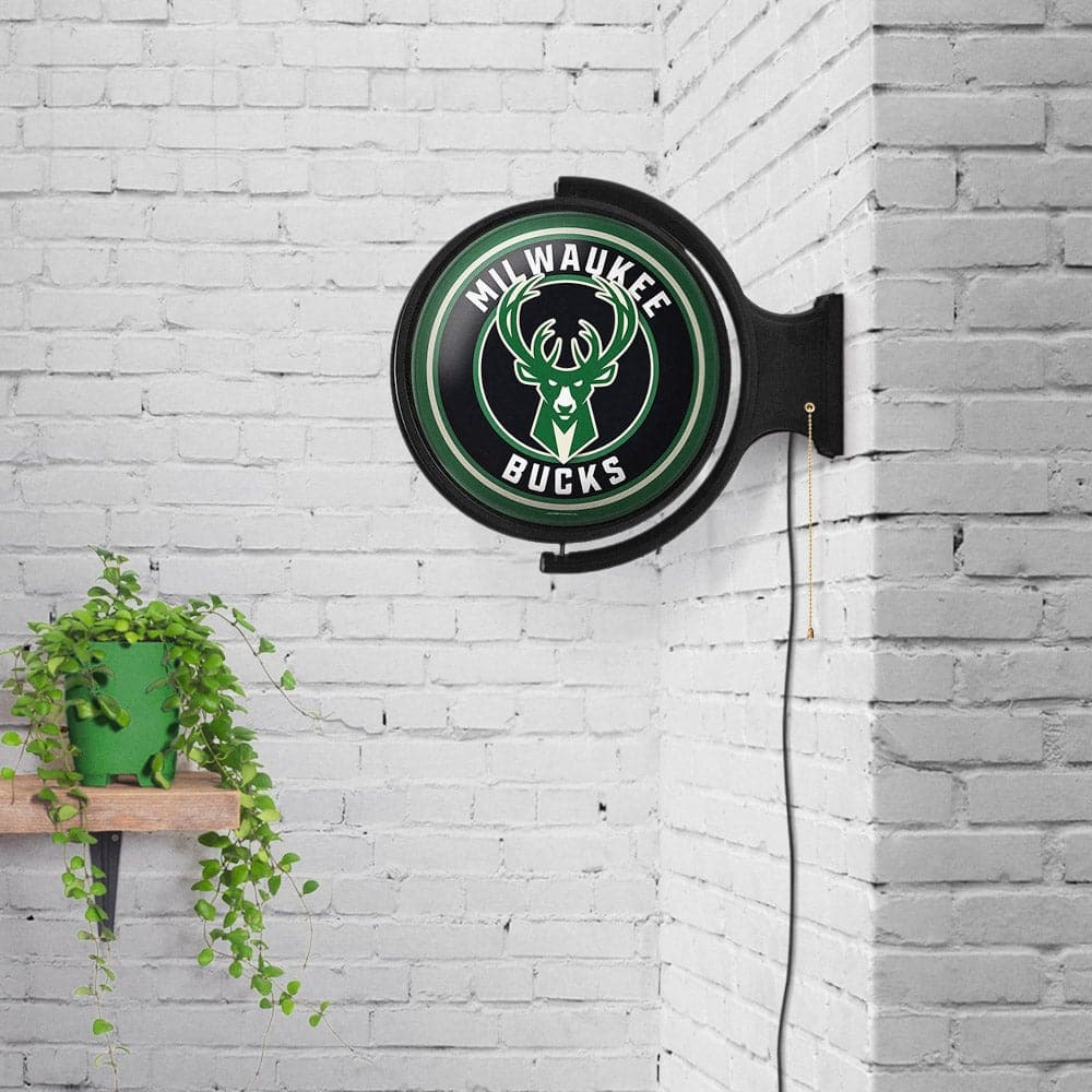 Milwaukee Bucks: Original Round Rotating Lighted Wall Sign - The Fan-Brand