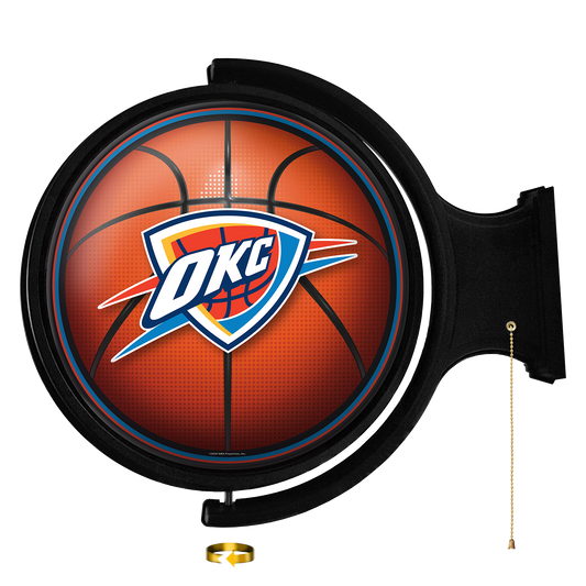 Oklahoma City Thunder: Basketball - Original Round Rotating Lighted Wall Sign - The Fan-Brand