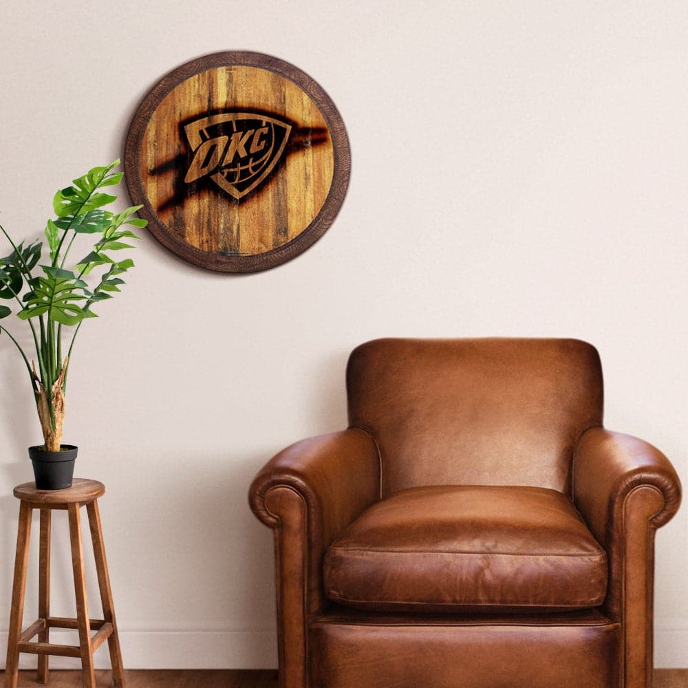Oklahoma City Thunder: Branded "Faux" Barrel Top Sign - The Fan-Brand