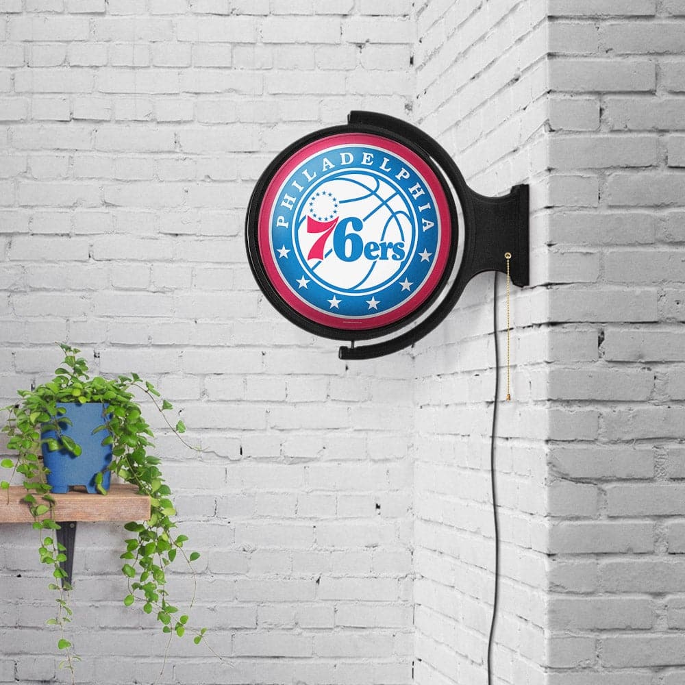 Philadelphia 76ers: Original Round Rotating Lighted Wall Sign - The Fan-Brand
