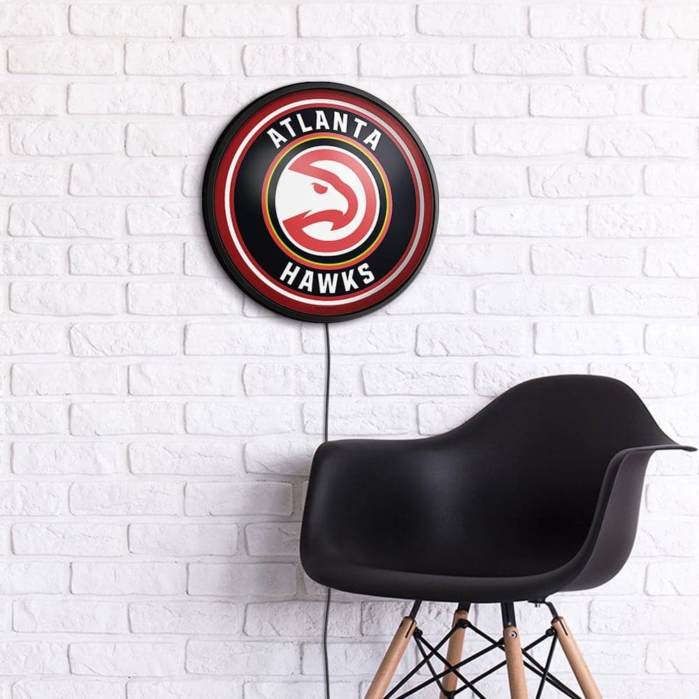 Atlanta Hawks: Round Slimline Lighted Wall Sign - The Fan-Brand