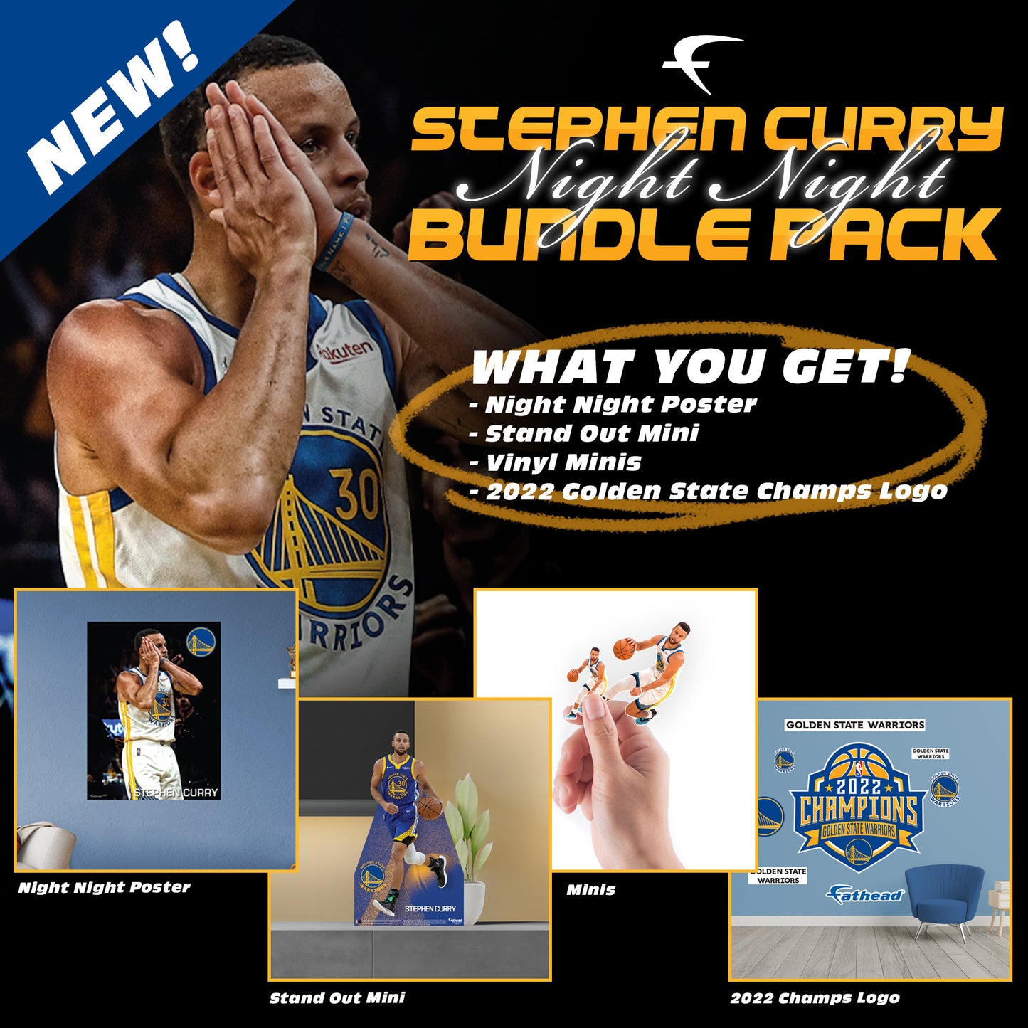 Steph Curry Night Night Bundle Pack - Officially Licensed NBA Fatheads