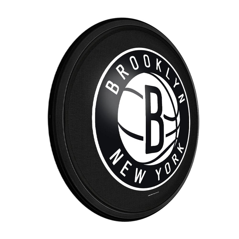 Brooklyn Nets: Round Slimline Lighted Wall Sign - The Fan-Brand