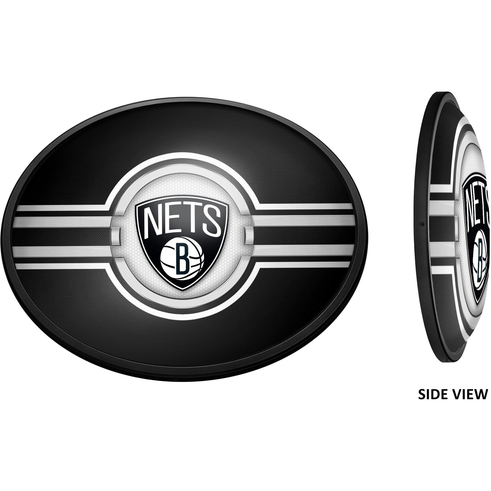 Brooklyn Nets: Oval Slimline Lighted Wall Sign - The Fan-Brand