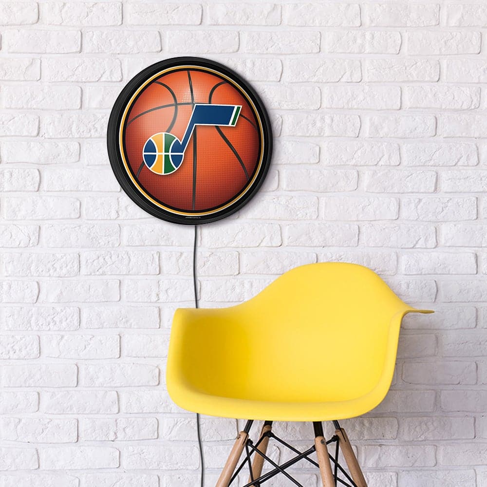 Utah Jazz: Basketball - Round Slimline Lighted Wall Sign - The Fan-Brand