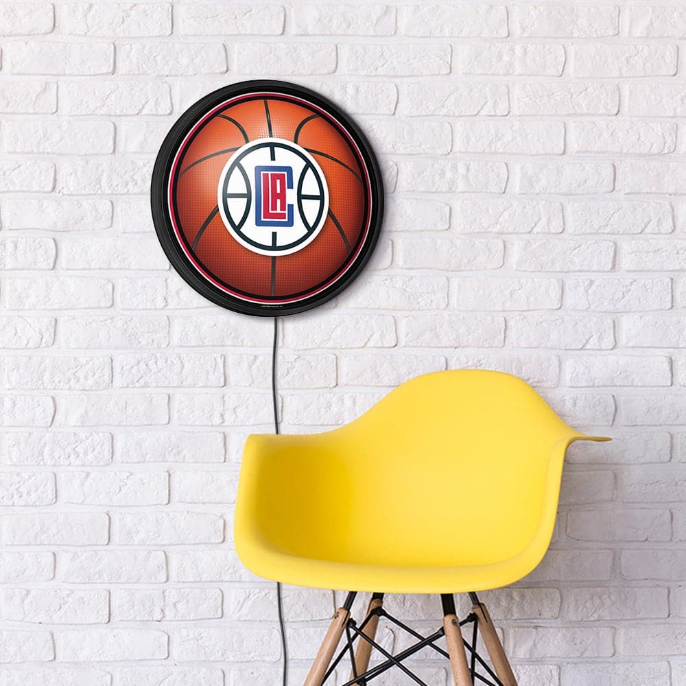 Los Angeles Clippers: Basketball - Round Slimline Lighted Wall Sign - The Fan-Brand