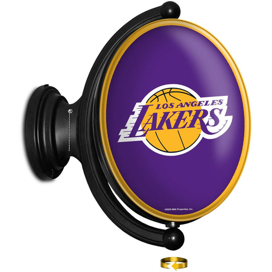 Los Angeles Lakers: Original Oval Rotating Lighted Wall Sign - The Fan-Brand