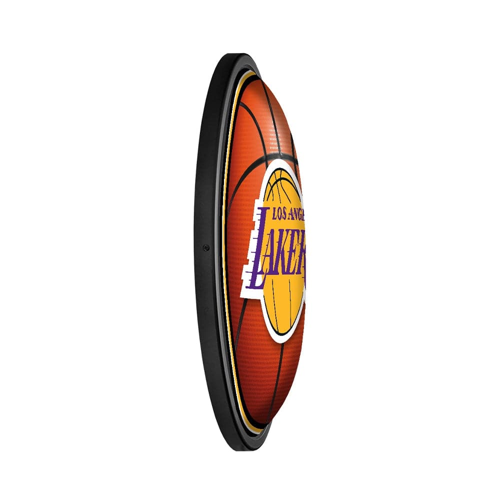 Los Angeles Lakers: Basketball - Round Slimline Lighted Wall Sign - The Fan-Brand