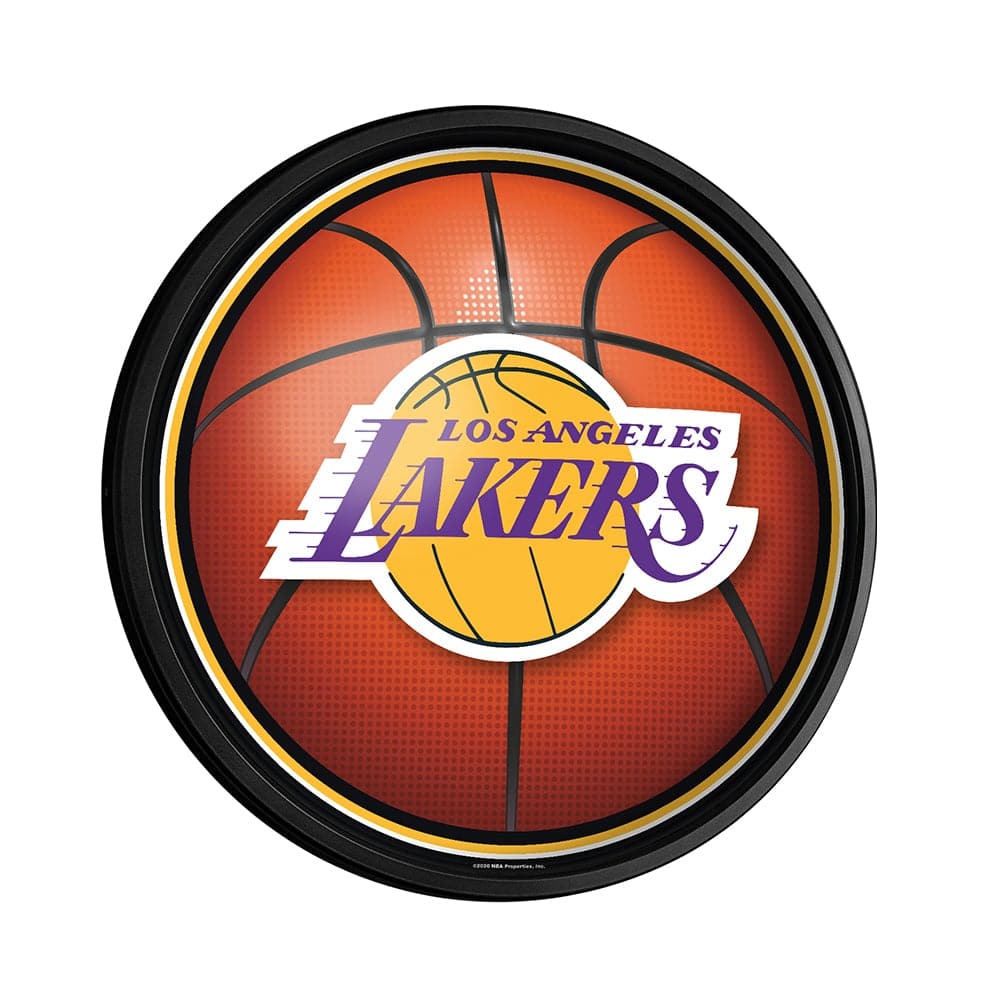 Los Angeles Lakers: Basketball - Round Slimline Lighted Wall Sign - The Fan-Brand
