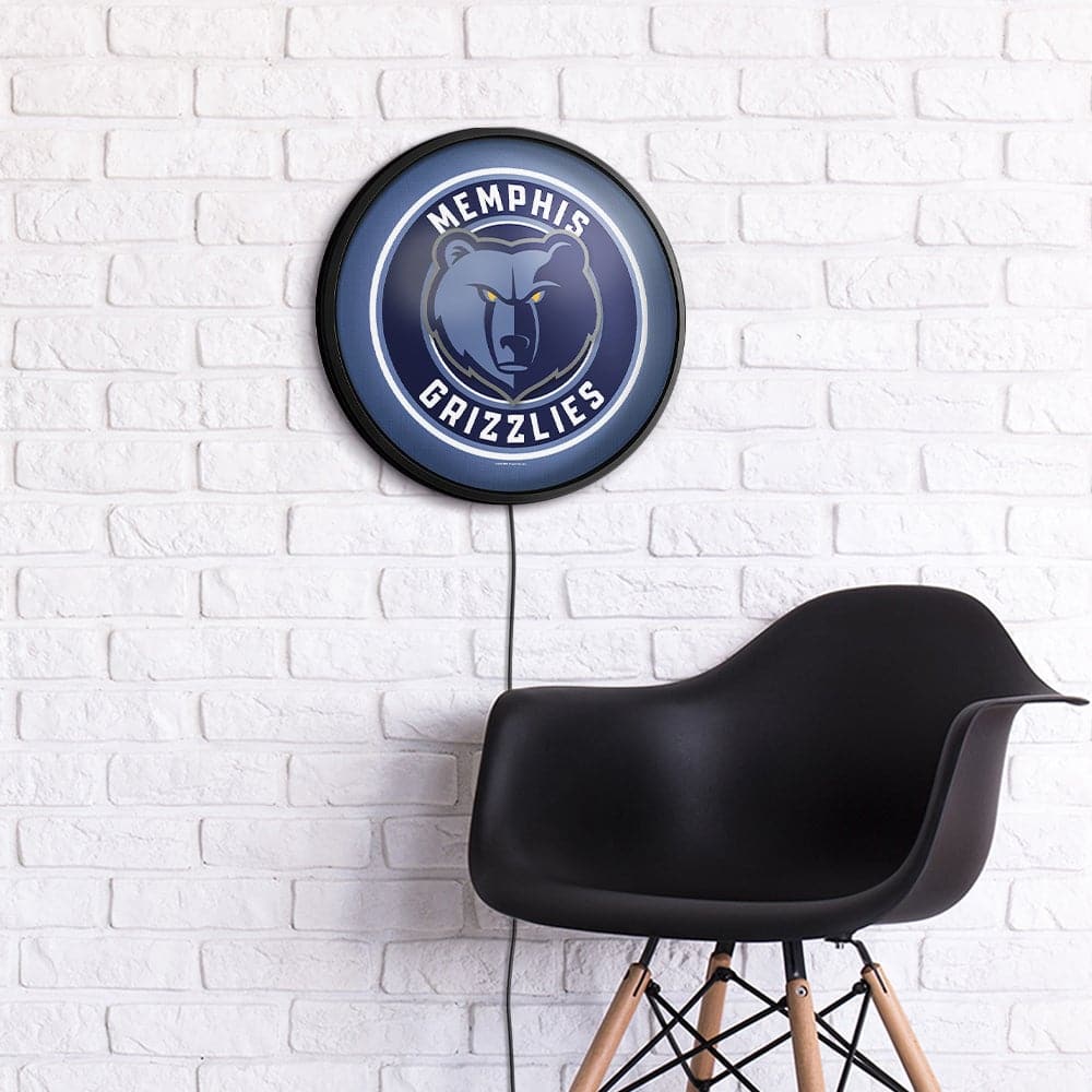 Memphis Grizzlies: Round Slimline Lighted Wall Sign - The Fan-Brand