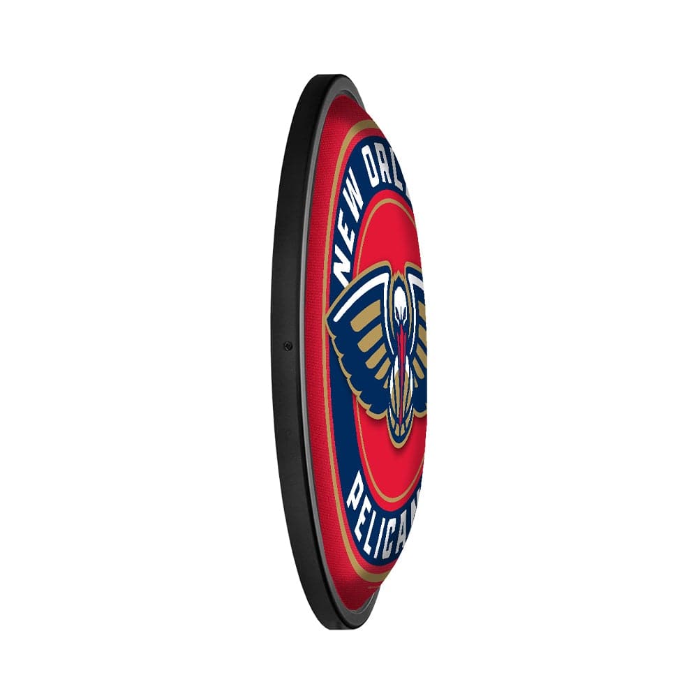 New Orleans Pelicans: Round Slimline Lighted Wall Sign - The Fan-Brand