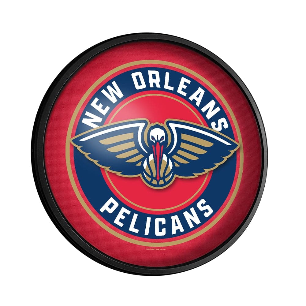 New Orleans Pelicans: Round Slimline Lighted Wall Sign - The Fan-Brand
