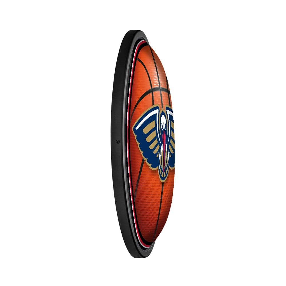 New Orleans Pelicans: Basketball - Round Slimline Lighted Wall Sign - The Fan-Brand