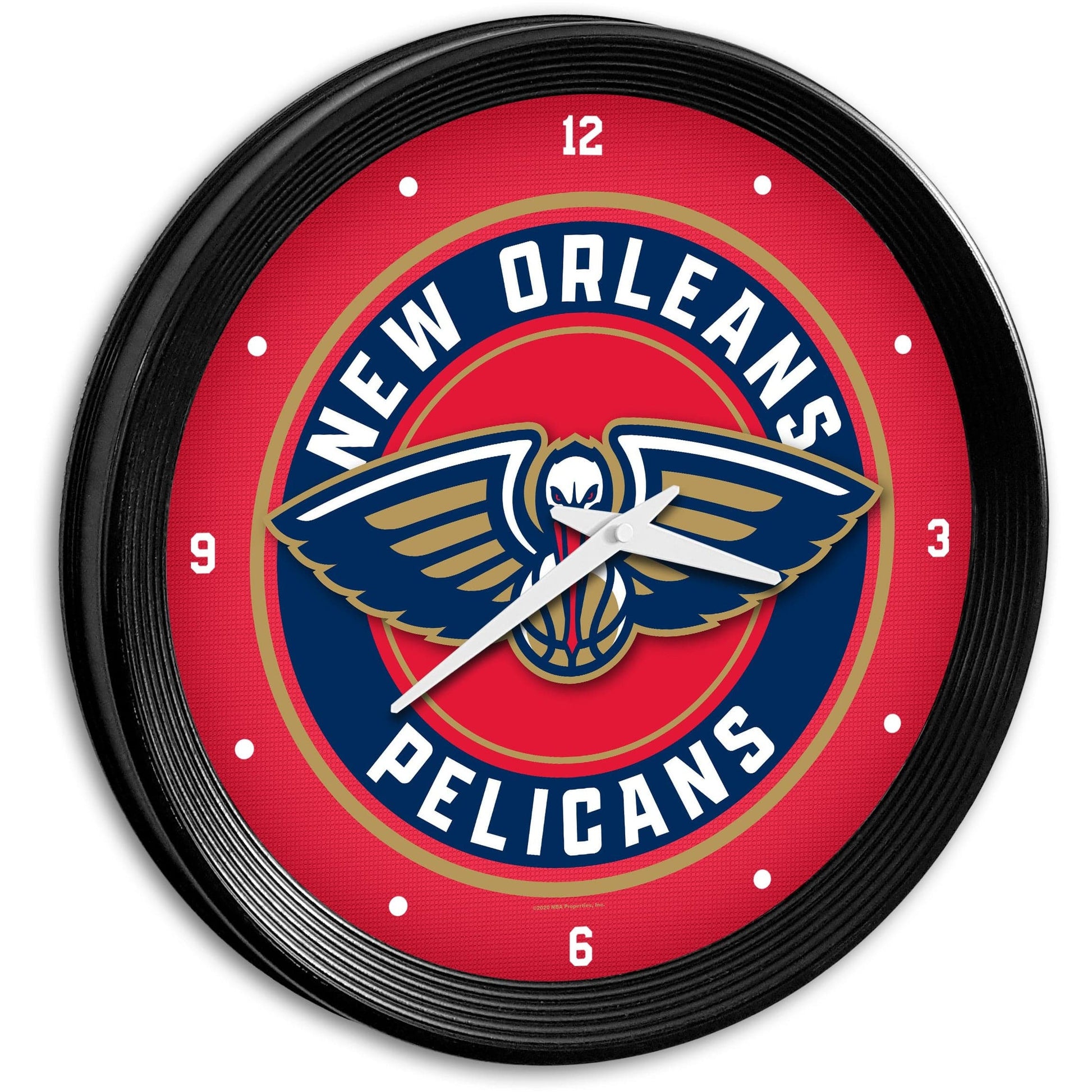 New Orleans Pelicans: Ribbed Frame Wall Clock - The Fan-Brand
