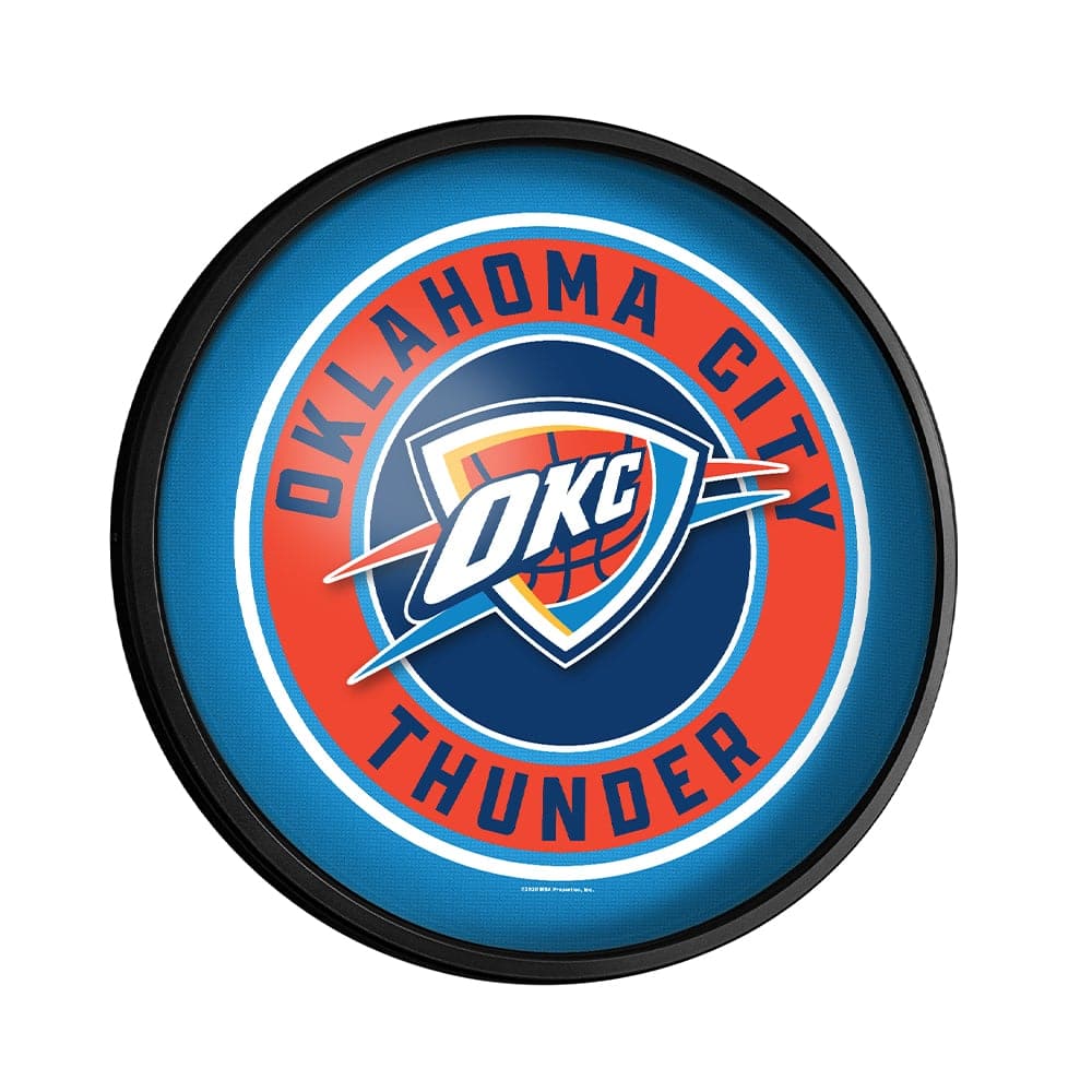 Oklahoma City Thunder: Round Slimline Lighted Wall Sign - The Fan-Brand