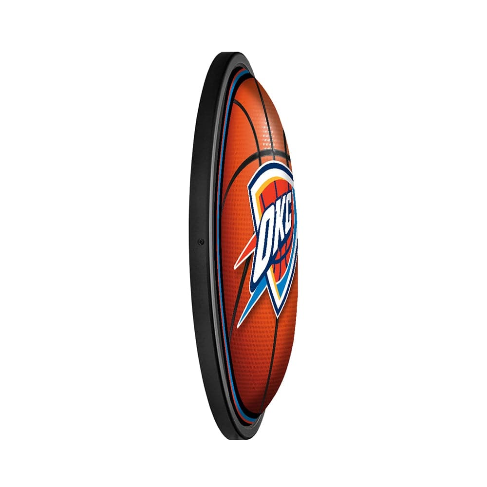 Oklahoma City Thunder: Basketball - Round Slimline Lighted Wall Sign - The Fan-Brand