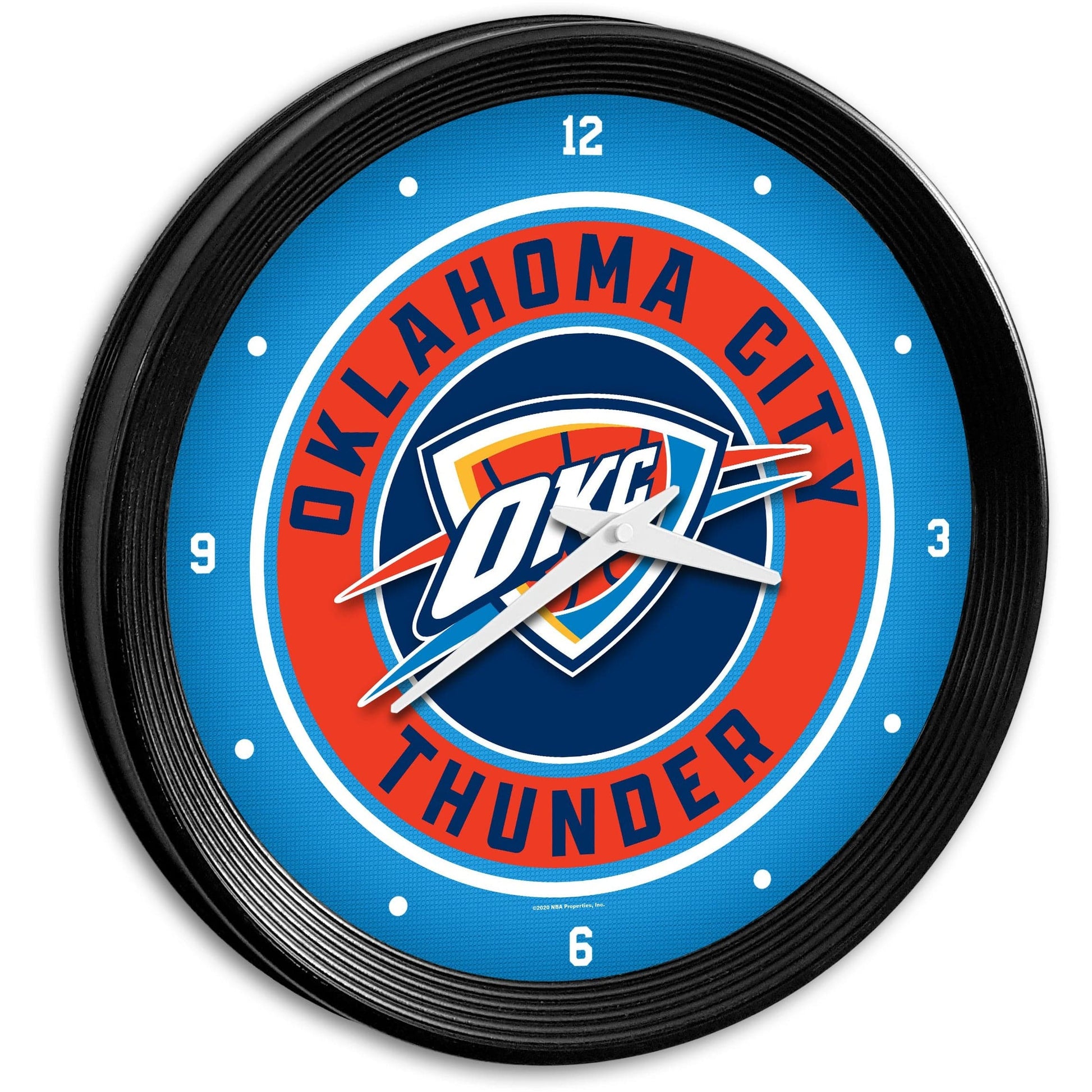 Oklahoma City Thunder: Ribbed Frame Wall Clock - The Fan-Brand