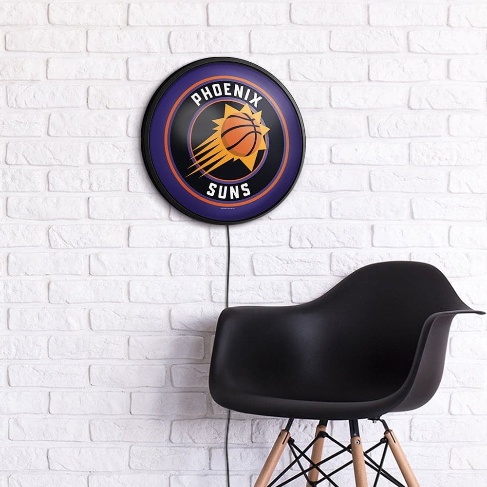 Phoenix Suns: Round Slimline Lighted Wall Sign - The Fan-Brand