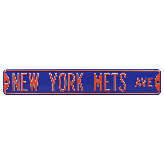 New York Mets Steel Street Sign-NEW YORK METS AVE on Blue