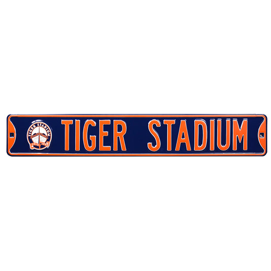Detroit Tigers Steel Street Sign with Logo-TIGER STADIUM w/1999 Logo