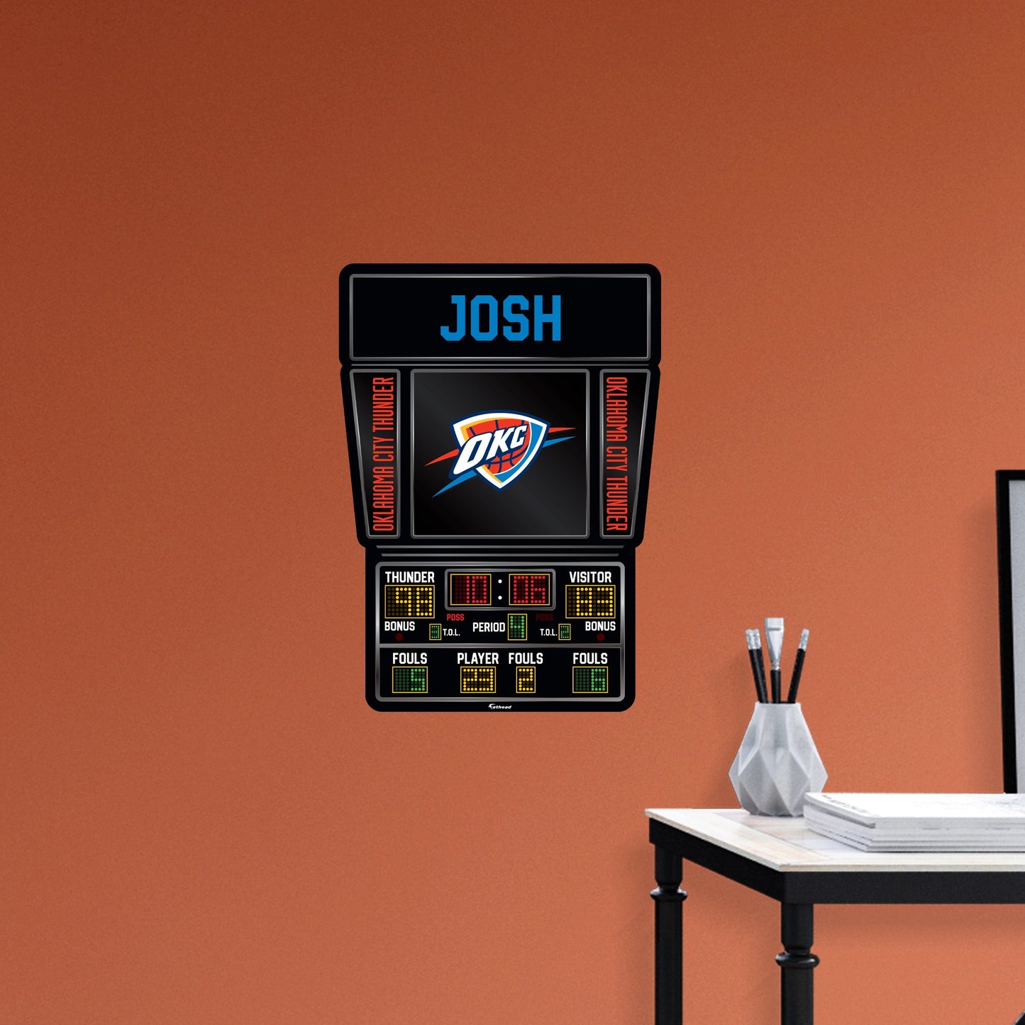 Oklahoma City Thunder:   Scoreboard Personalized Name        - Officially Licensed NBA Removable     Adhesive Decal