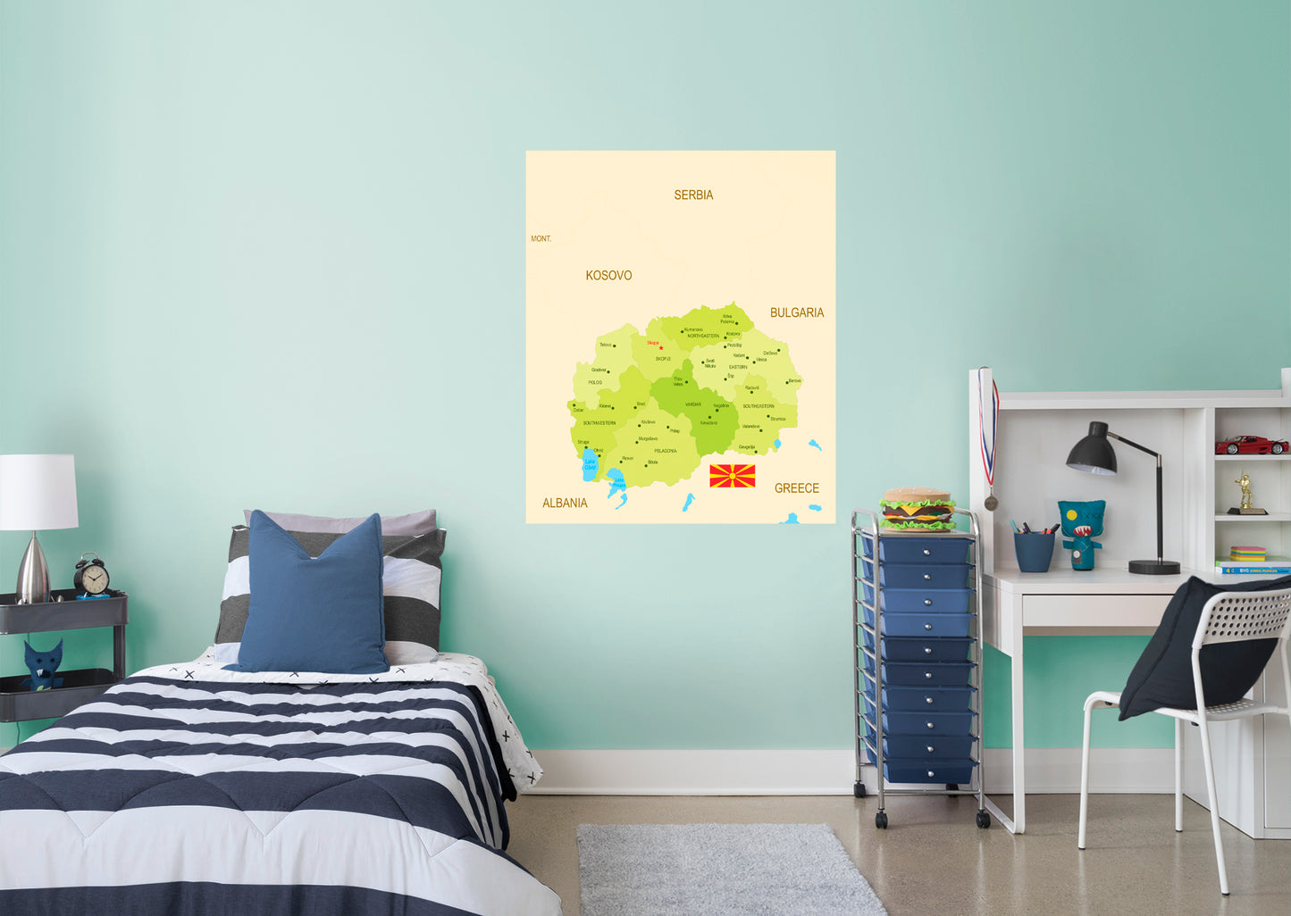Maps of Europe: North Macedonia Mural        -   Removable Wall   Adhesive Decal