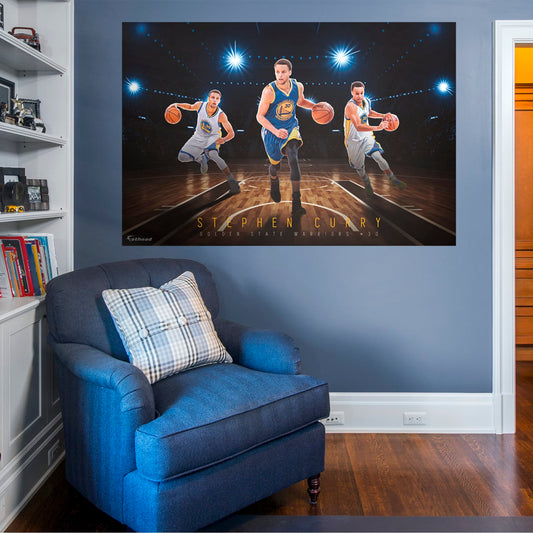 Golden State Warriors: Stephen Curry Montage Mural        - Officially Licensed NBA Removable Wall   Adhesive Decal